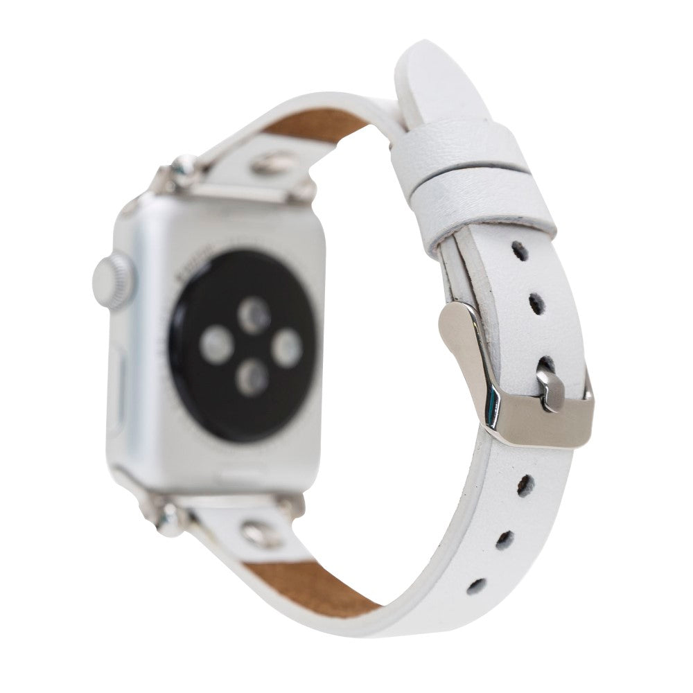 Apple Watch uyumlu, Hakiki Deri, El Yapımı Kordon, ST F3 Beyaz