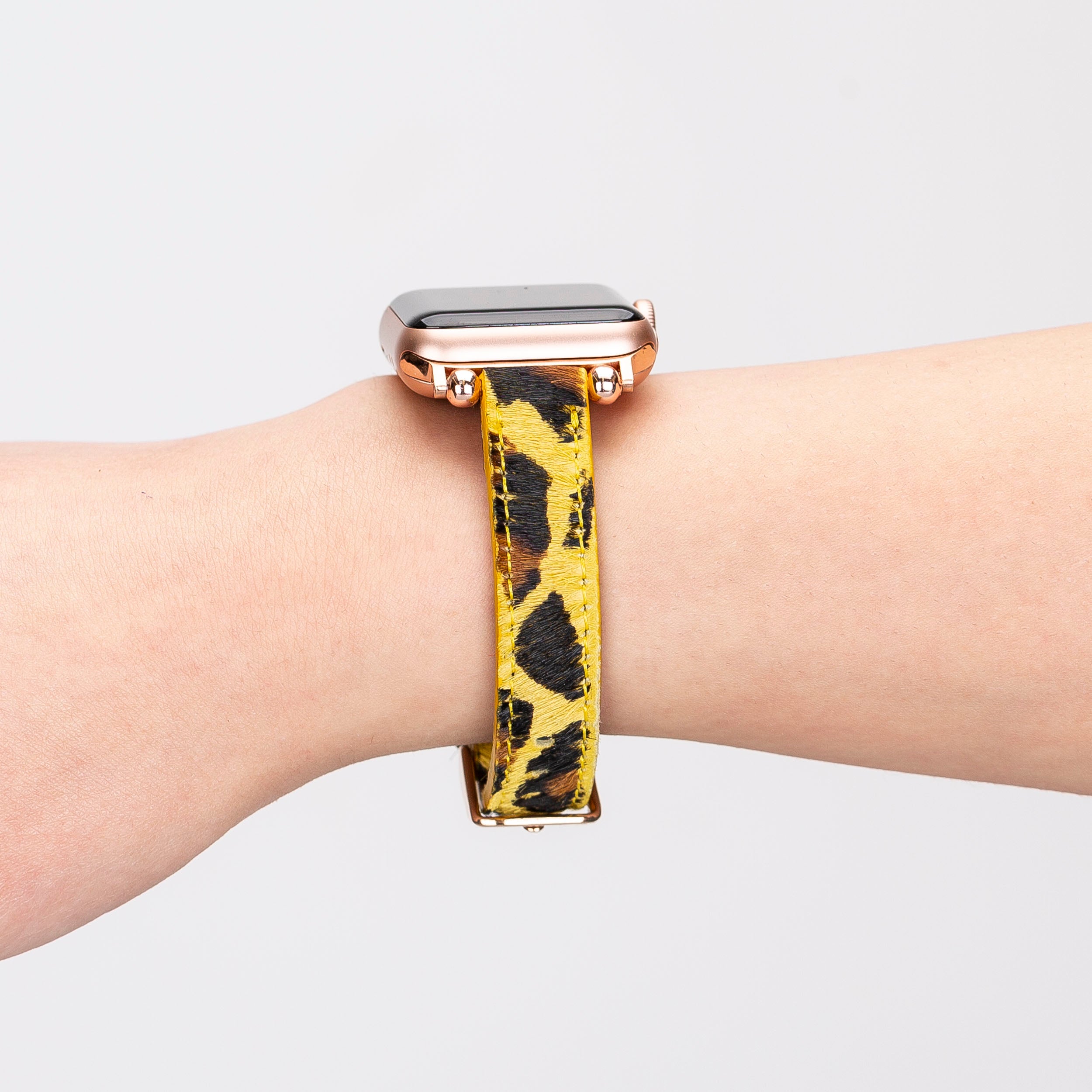 Apple Watch uyumlu, Hakiki Deri, El Yapımı Kordon, Boncuk Detaylı, Leopar Baskılı