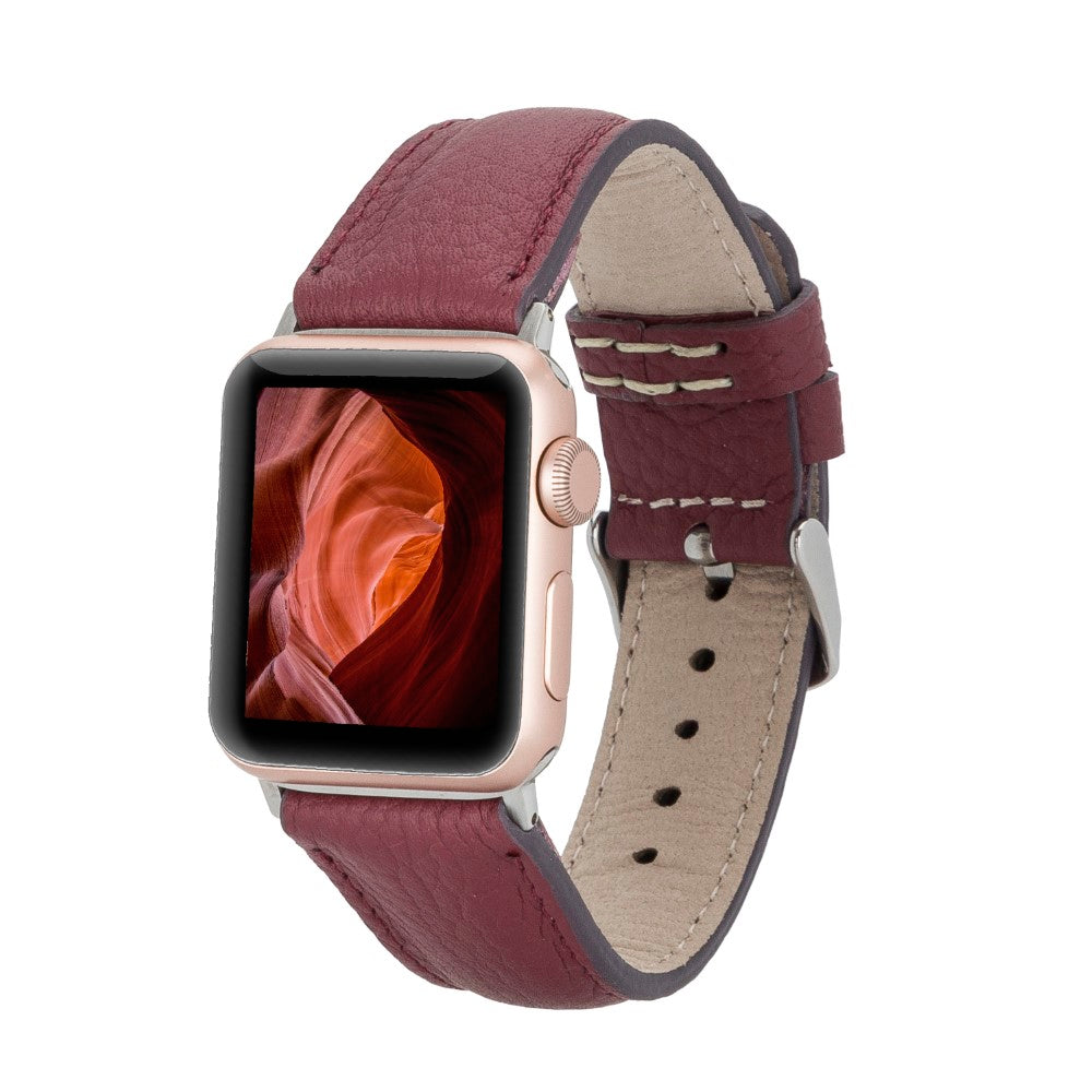 Apple Watch uyumlu, Hakiki Deri, El Yapımı Kordon, FL6 Bordo