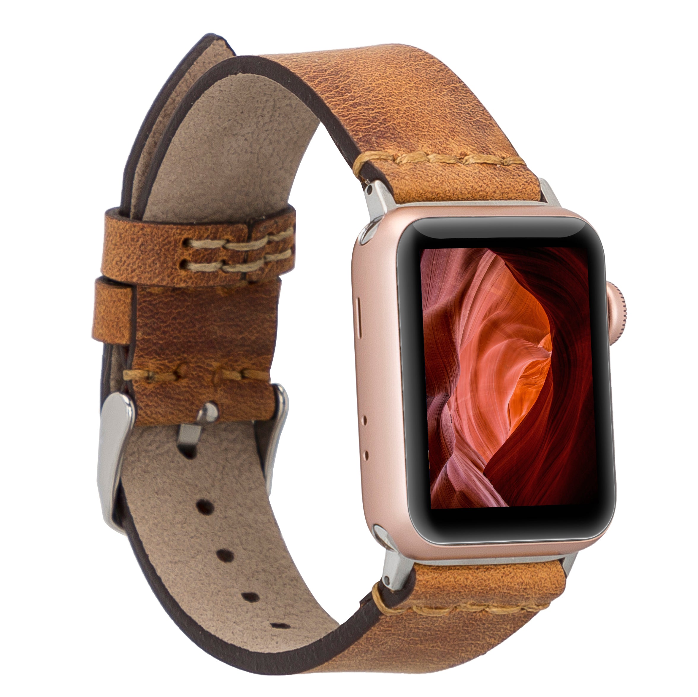 Apple Watch uyumlu, Hakiki Deri, El Yapımı Kordon, G19-BA7 Taba