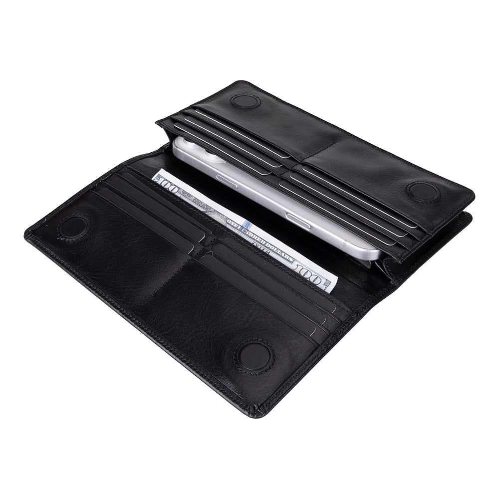 Aura Hakiki Deri, El Yapımı, Telefon Bölmeli, Kadın Cüzdanı, Kömür Siyahı