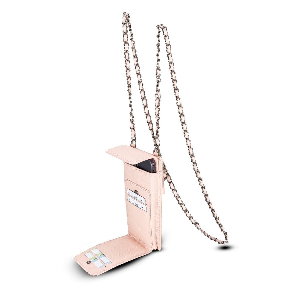 Avjin 6.9 inch uyumlu, Hakiki Deri, El Yapımı, Askılı Cüzdan, ERC5 Pembe