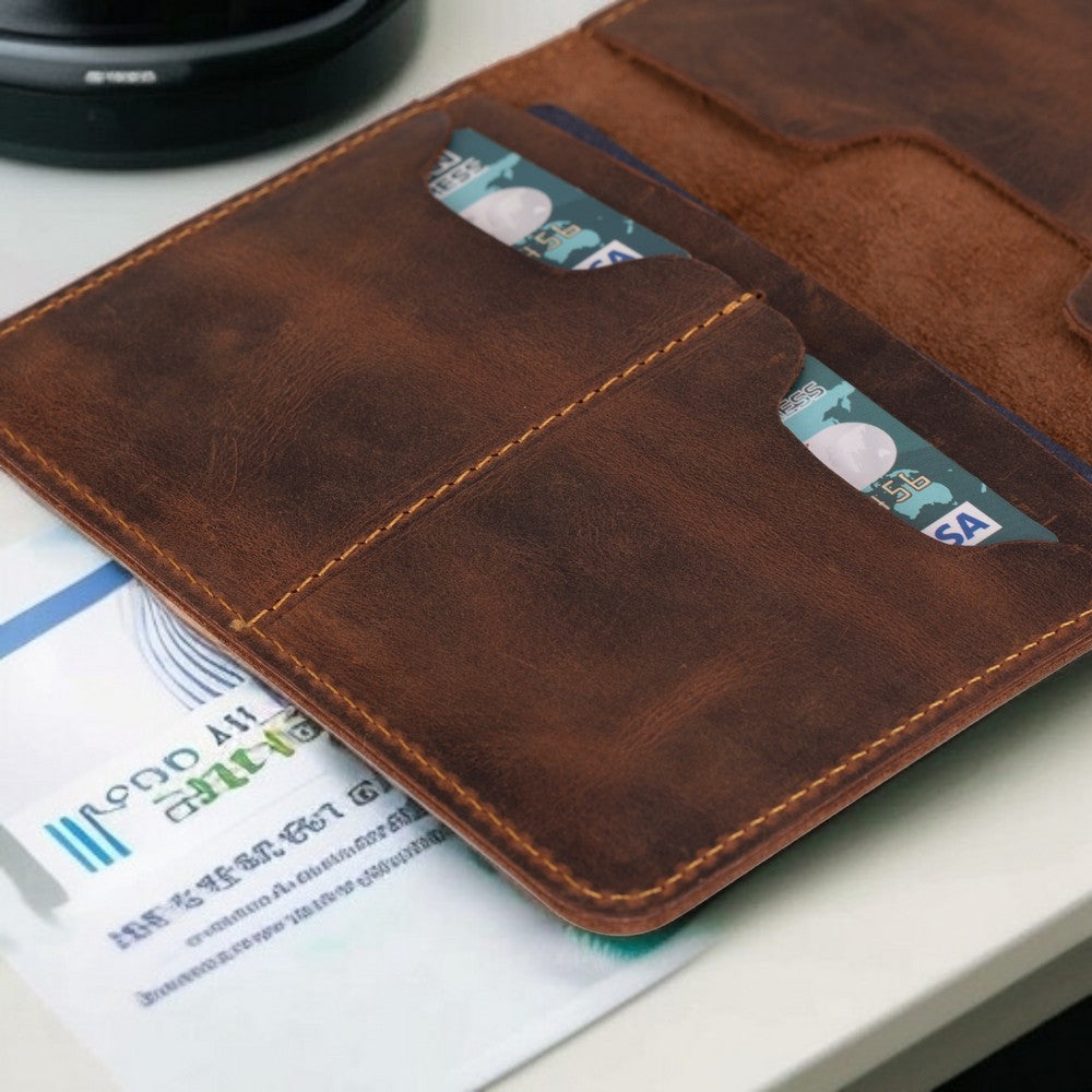 Viaggio Hakiki Deri, El Yapımı, Pasaport Kılıfı, Antik kahve