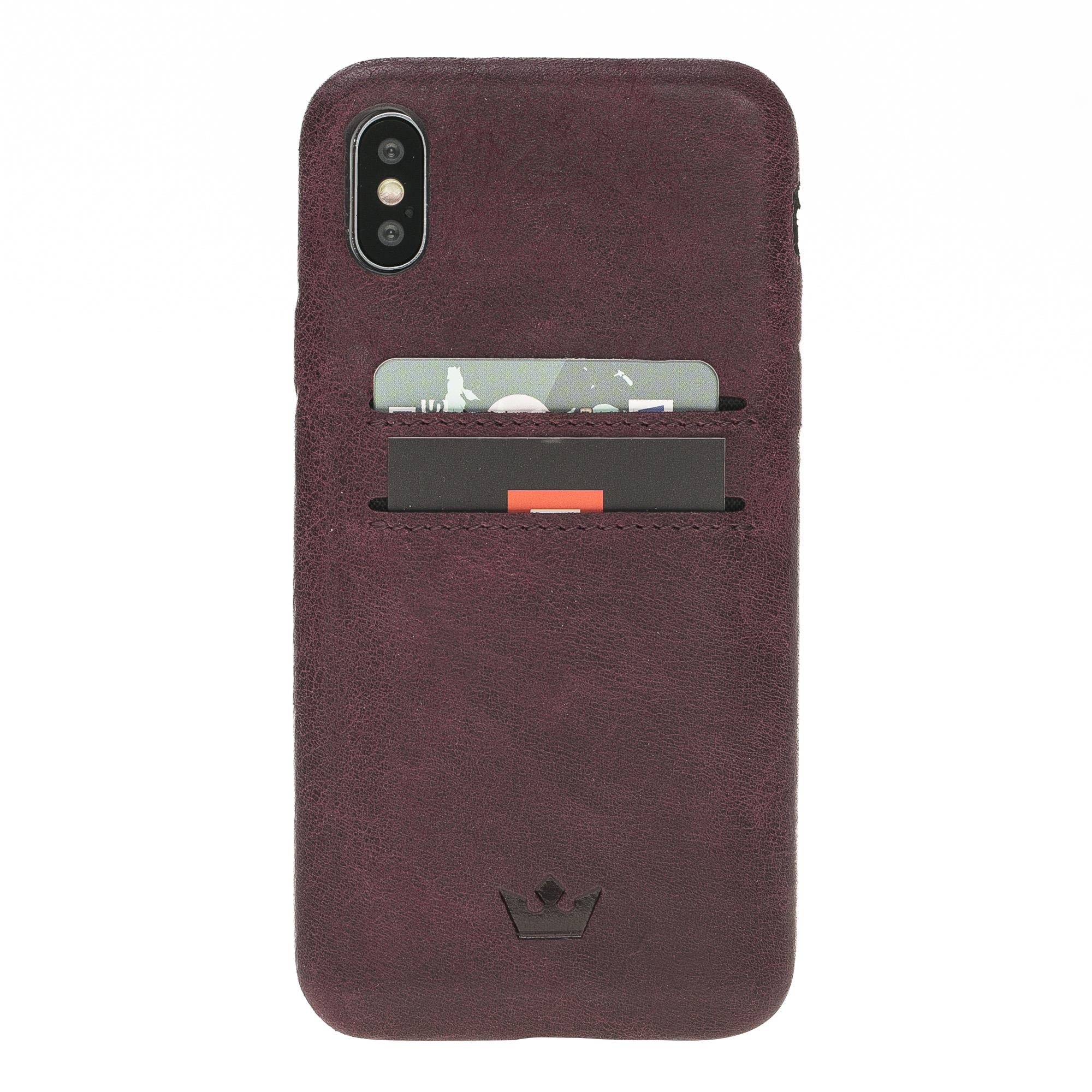 Apple iPhone X-XS Uyumlu Deri Arka Kapak UC-CC Mor