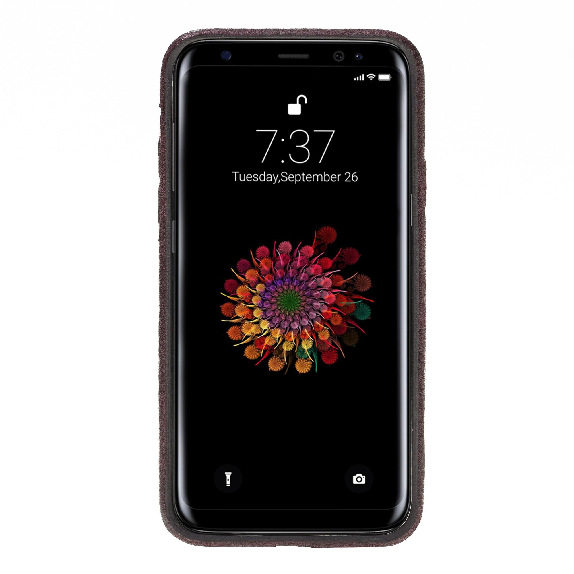 Apple iPhone X-XS Uyumlu Deri Arka Kapak UC-CC Mor