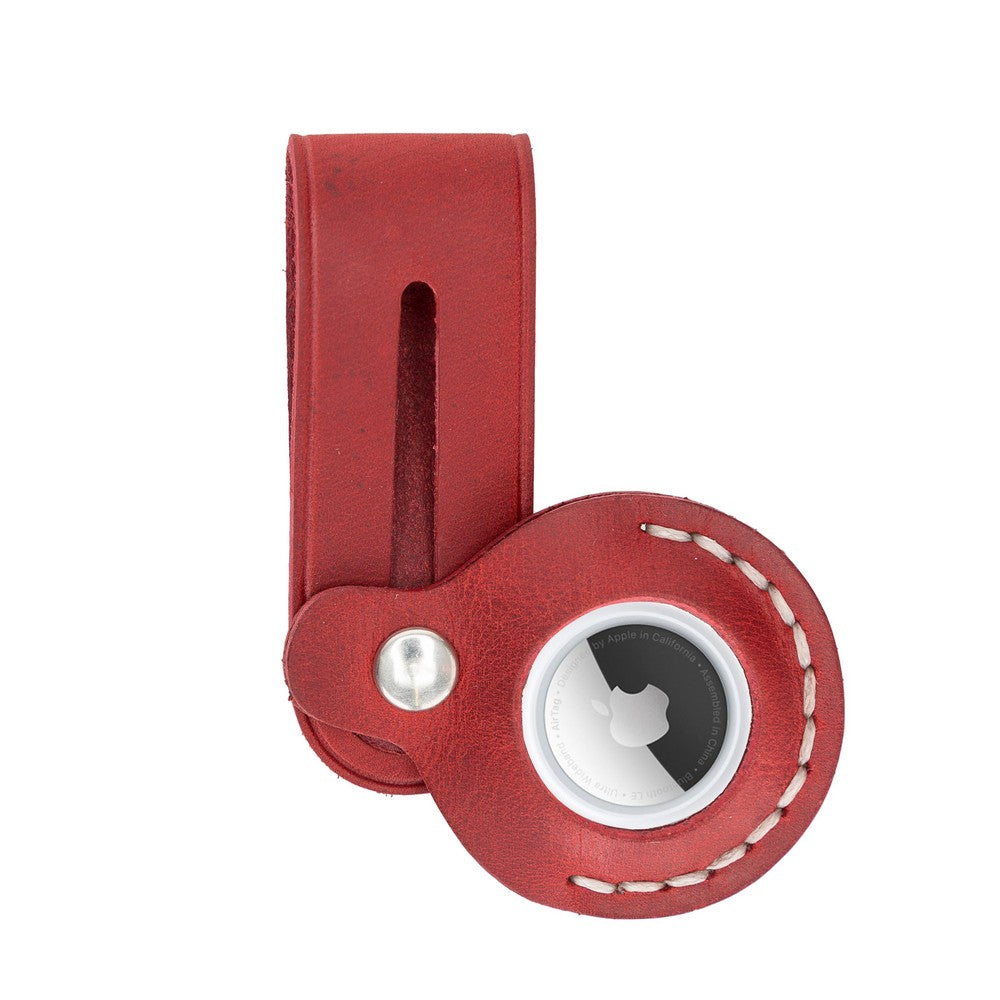 Apple AirTag uyumlu, Hakiki Deri, El Yapımı Anahtarlık, Beta AA33 Kırmızı