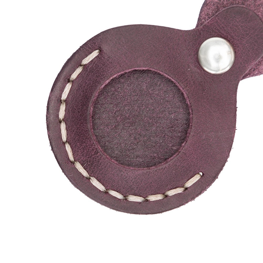 Apple AirTag uyumlu, Hakiki Deri, El Yapımı Anahtarlık, Beta AA7 Mor