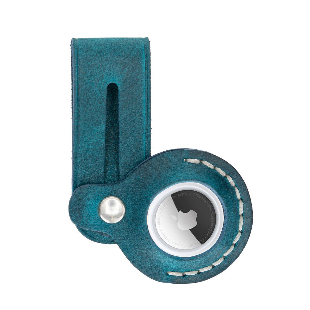 Apple AirTag uyumlu, Hakiki Deri, El Yapımı Anahtarlık, Beta AA32 Mavi