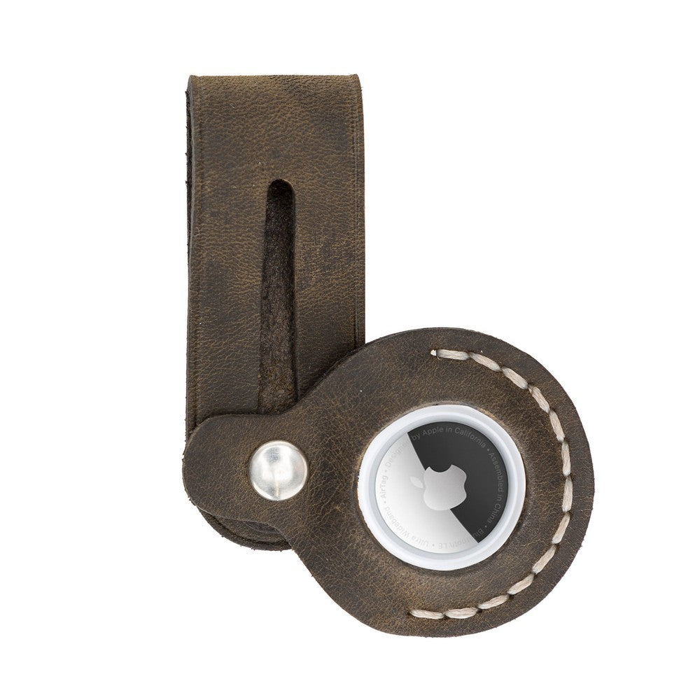 Apple AirTag uyumlu, Hakiki Deri, El Yapımı Anahtarlık, Beta AA16 Kahve