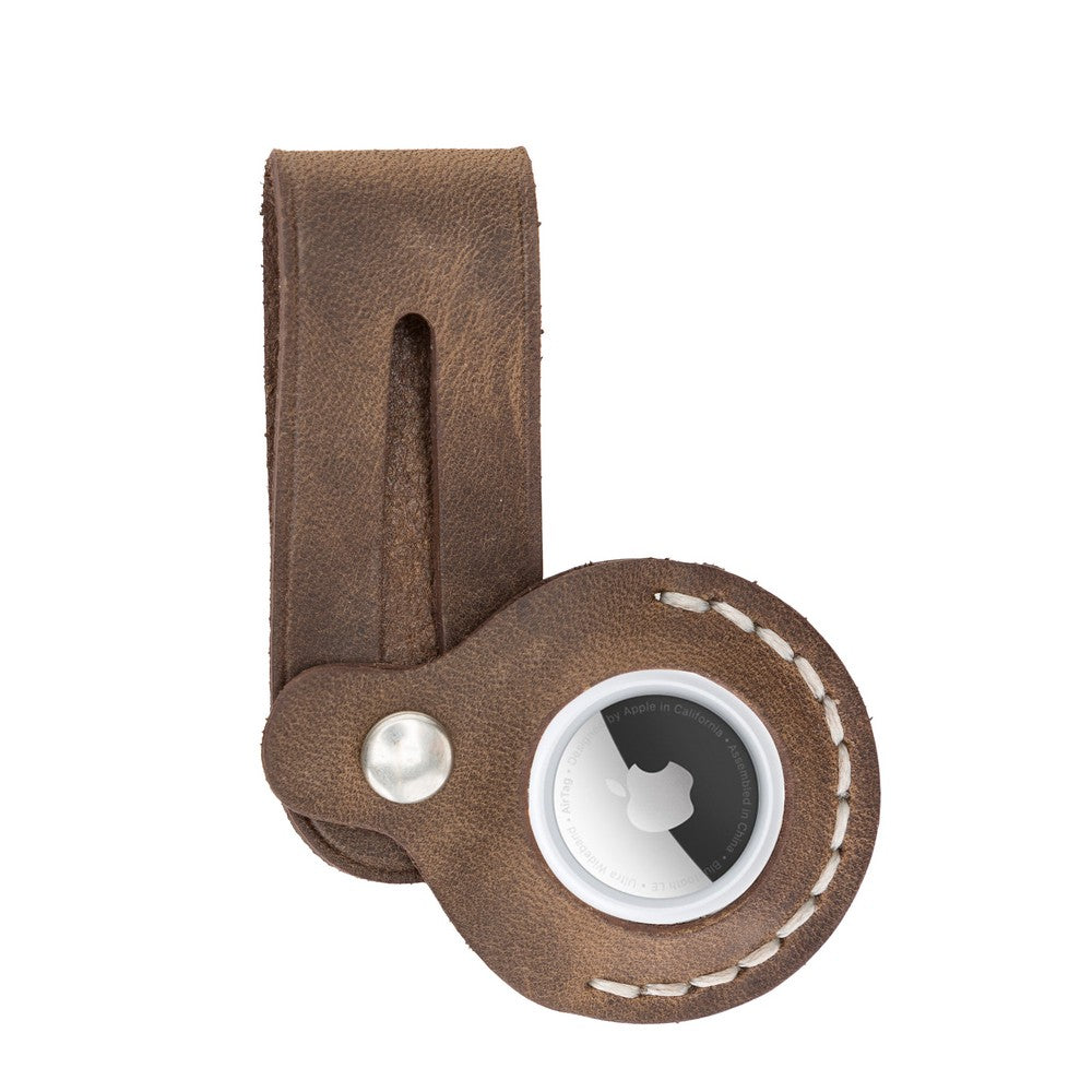 Apple AirTag uyumlu, Hakiki Deri, El Yapımı Anahtarlık, Beta AA6 Kahve