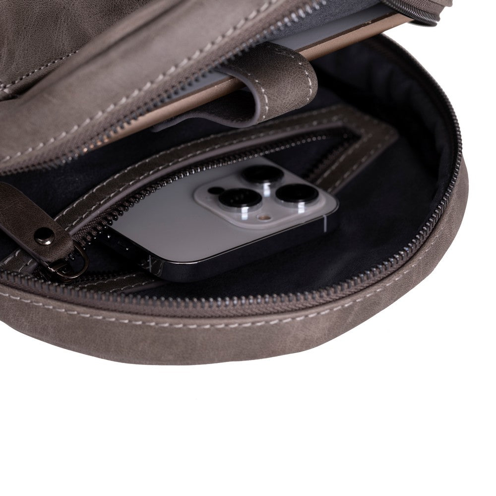 Blake Hakiki Deri, El Yapımı, Çapraz Çanta, Antik Gölgeli Gri