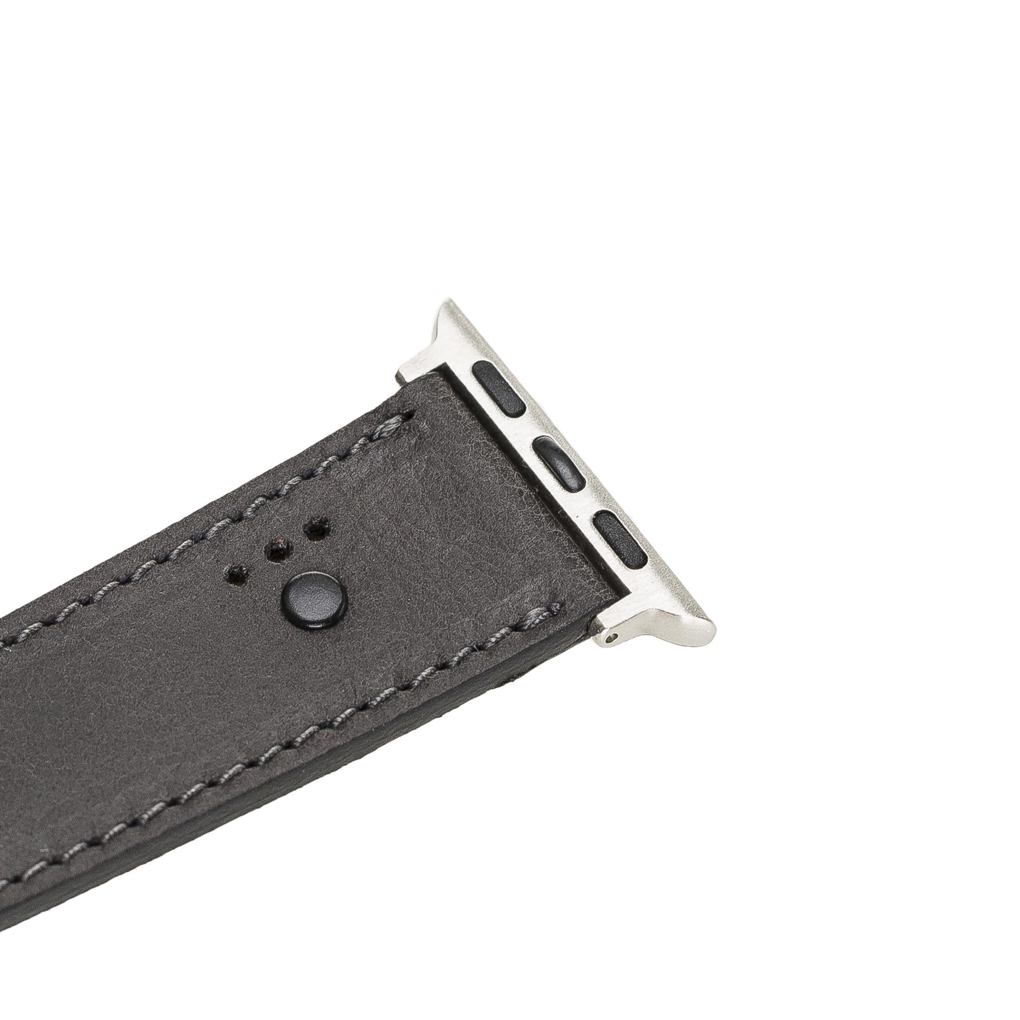 Apple Watch uyumlu, Hakiki Deri, El Yapımı Kordon, BT Siyah