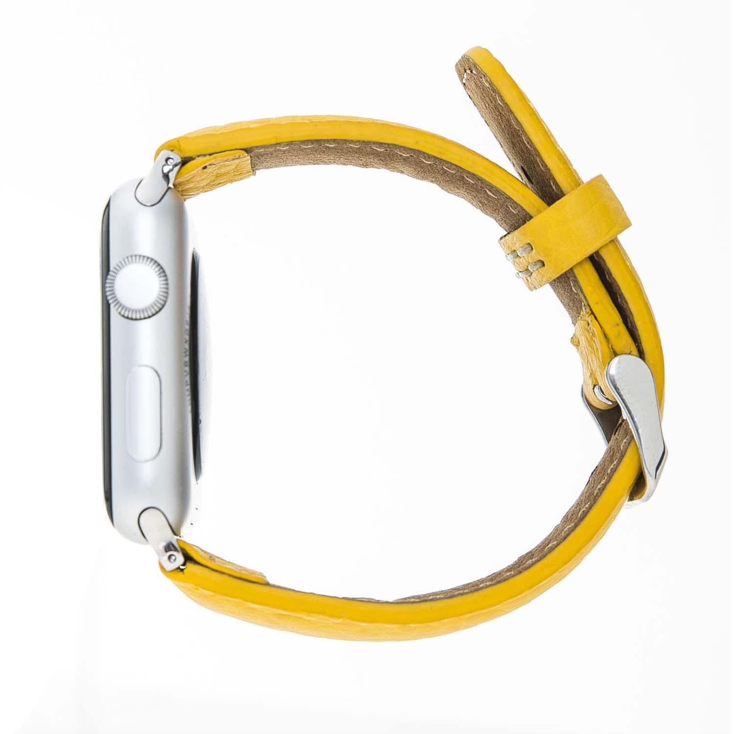 Apple Watch uyumlu, Hakiki Deri, El Yapımı Kordon, FL12 Sarı