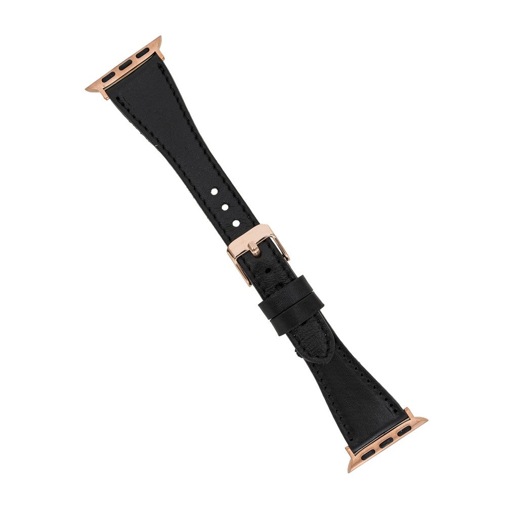 Apple Watch uyumlu, Hakiki Deri, El Yapımı Kordon, Slim Rustik Siyah