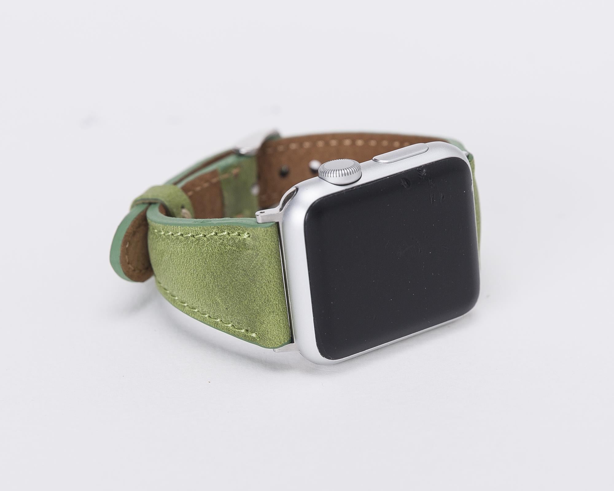 Apple Watch uyumlu, Hakiki Deri, El Yapımı Kordon, Çimen Yeşil