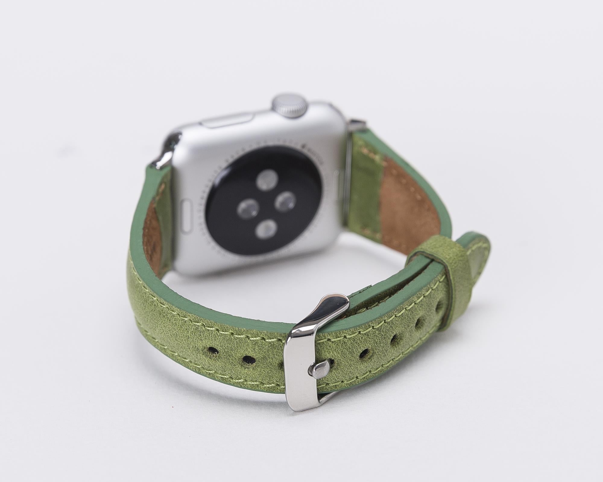 Apple Watch uyumlu, Hakiki Deri, El Yapımı Kordon, Çimen Yeşil