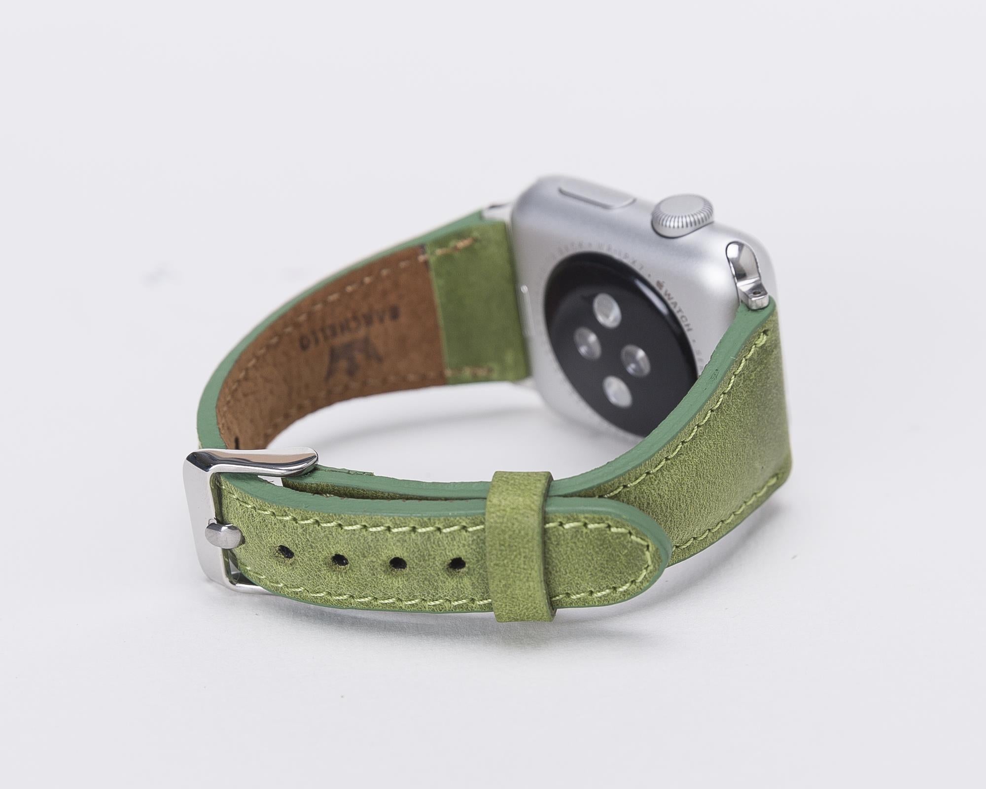 Apple Watch uyumlu, Hakiki Deri, El Yapımı Kordon, Çimen Yeşil