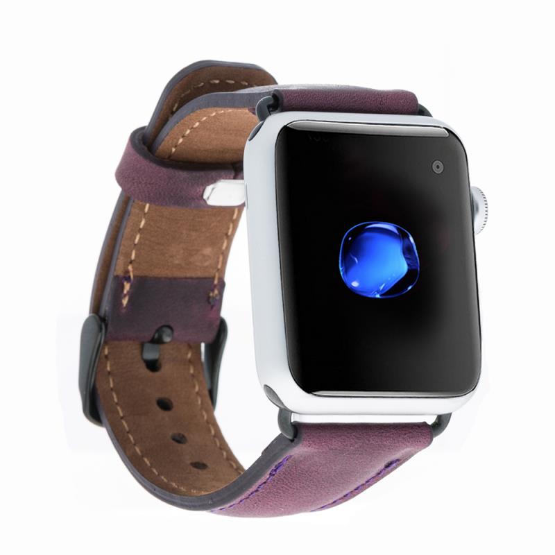 Apple Watch uyumlu, Hakiki Deri, El Yapımı Kordon, G7 Mor