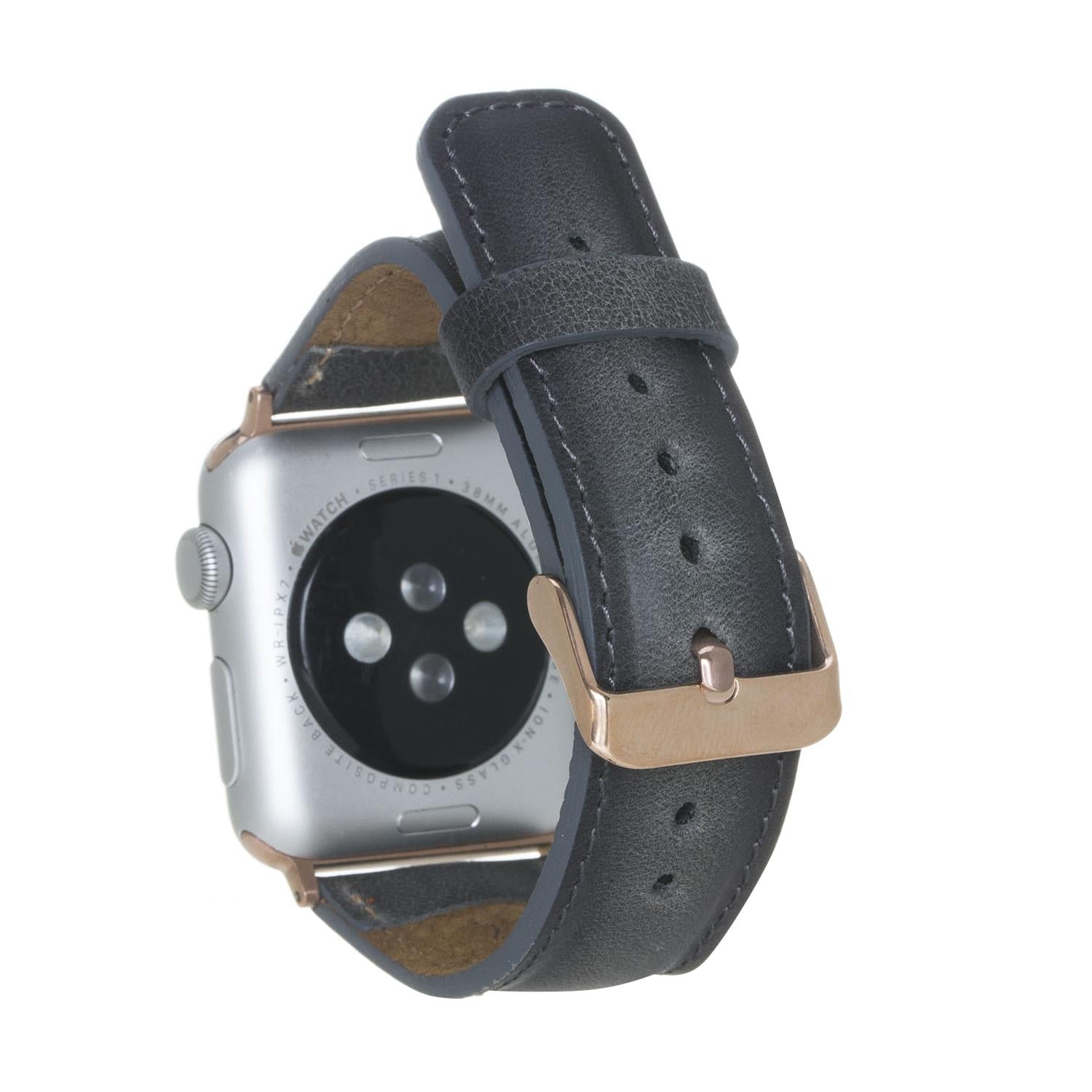 Apple Watch uyumlu, Hakiki Deri, El Yapımı Kordon, Gölgeli Gri