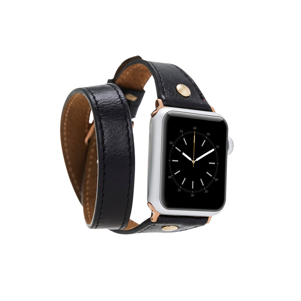 Apple Watch uyumlu, Hakiki Deri, El Yapımı Kordon, Slim DTGT Rustik Siyah