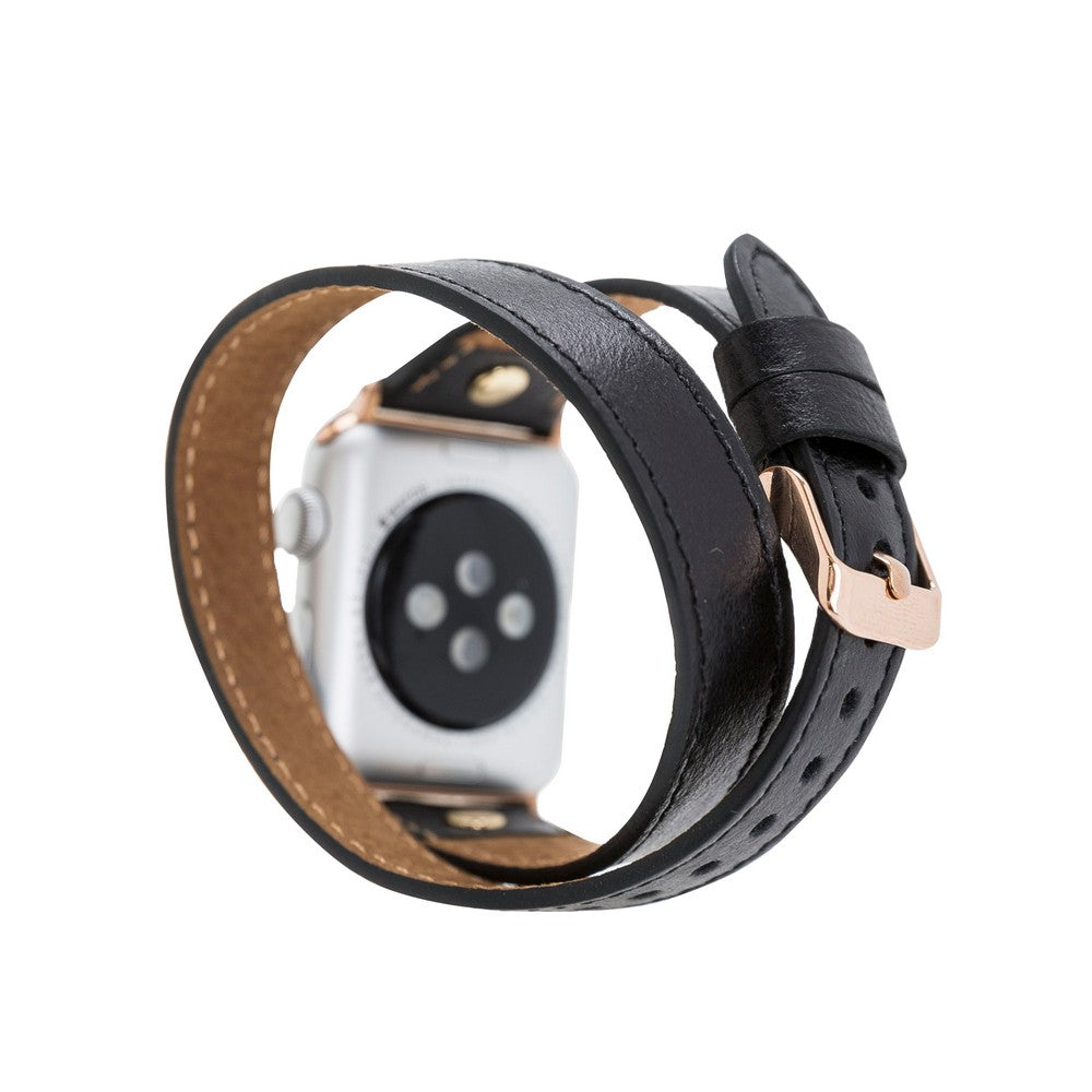 Apple Watch uyumlu, Hakiki Deri, El Yapımı Kordon, Slim DTGT Rustik Siyah