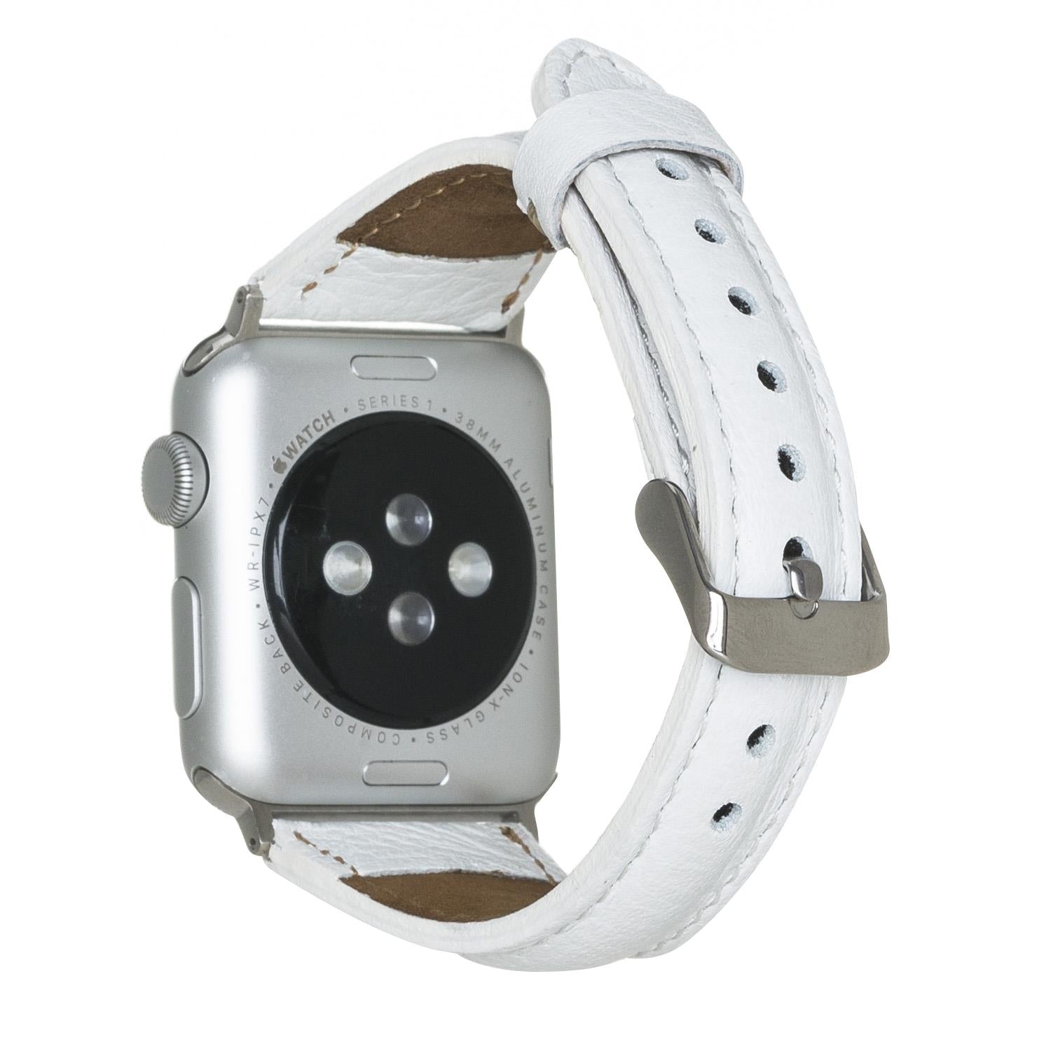 Apple Watch uyumlu, Hakiki Deri, El Yapımı Kordon, Slim F3 Beyaz