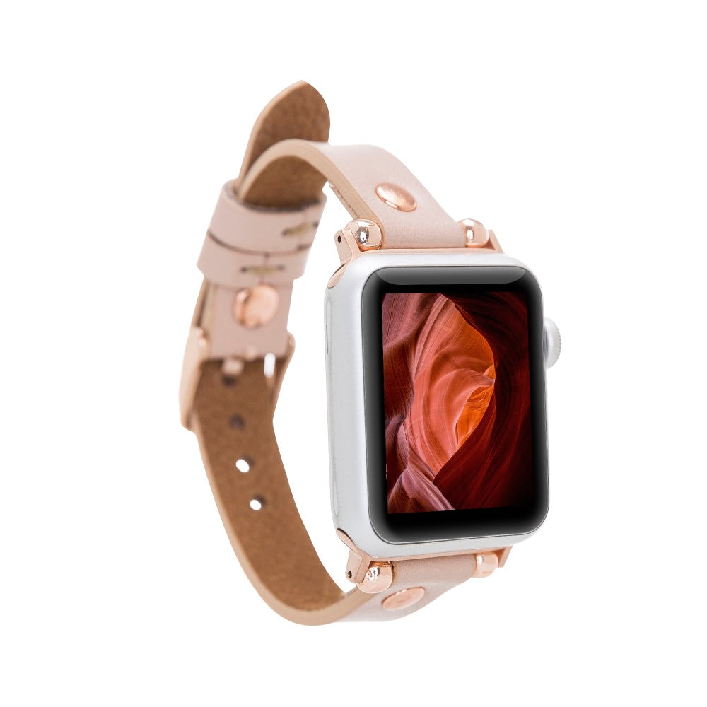 Apple Watch uyumlu, Hakiki Deri, El Yapımı Kordon, RG NU1 Pembe