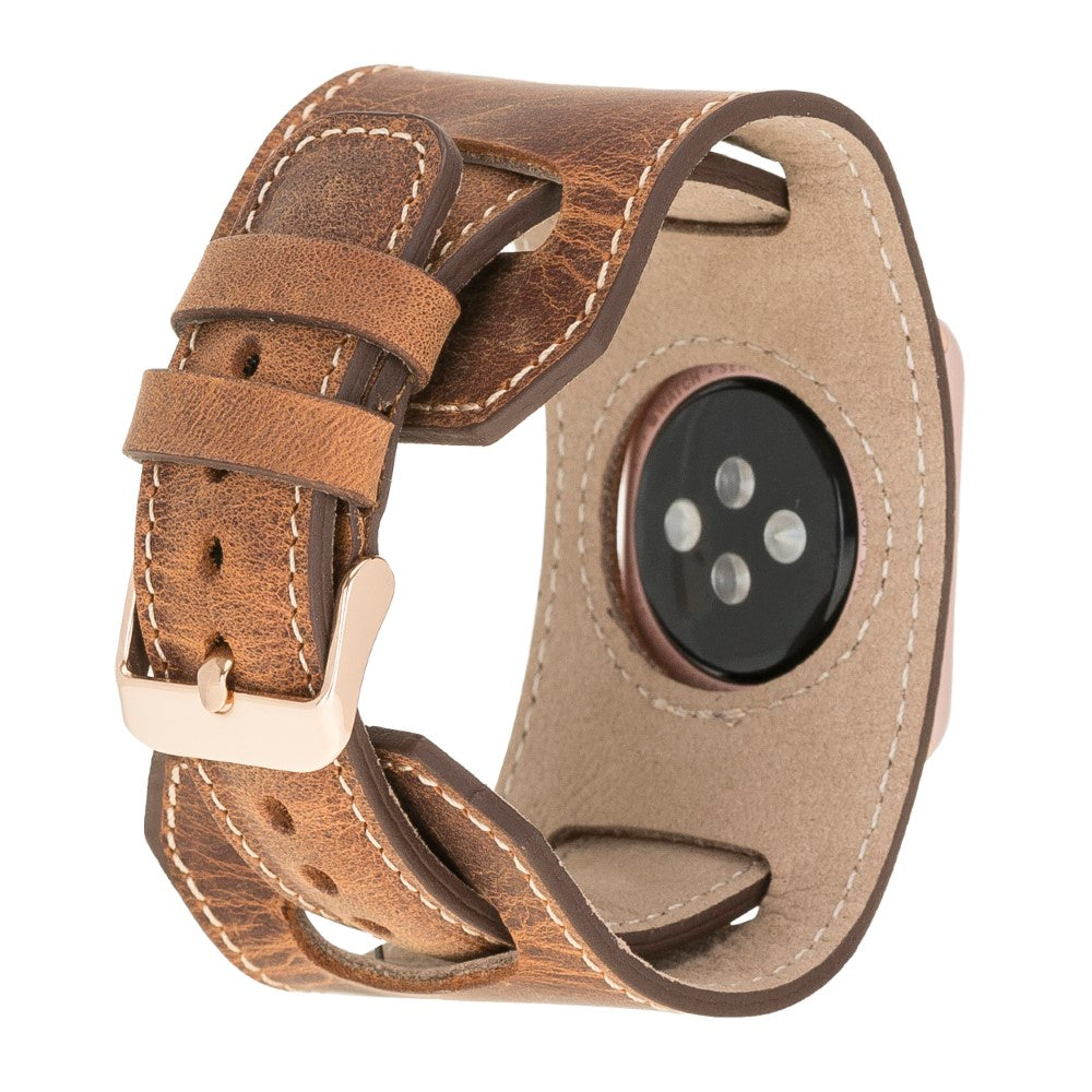 Apple Watch uyumlu, Hakiki Deri, El Yapımı Kordon, Cuff Antik Kahve