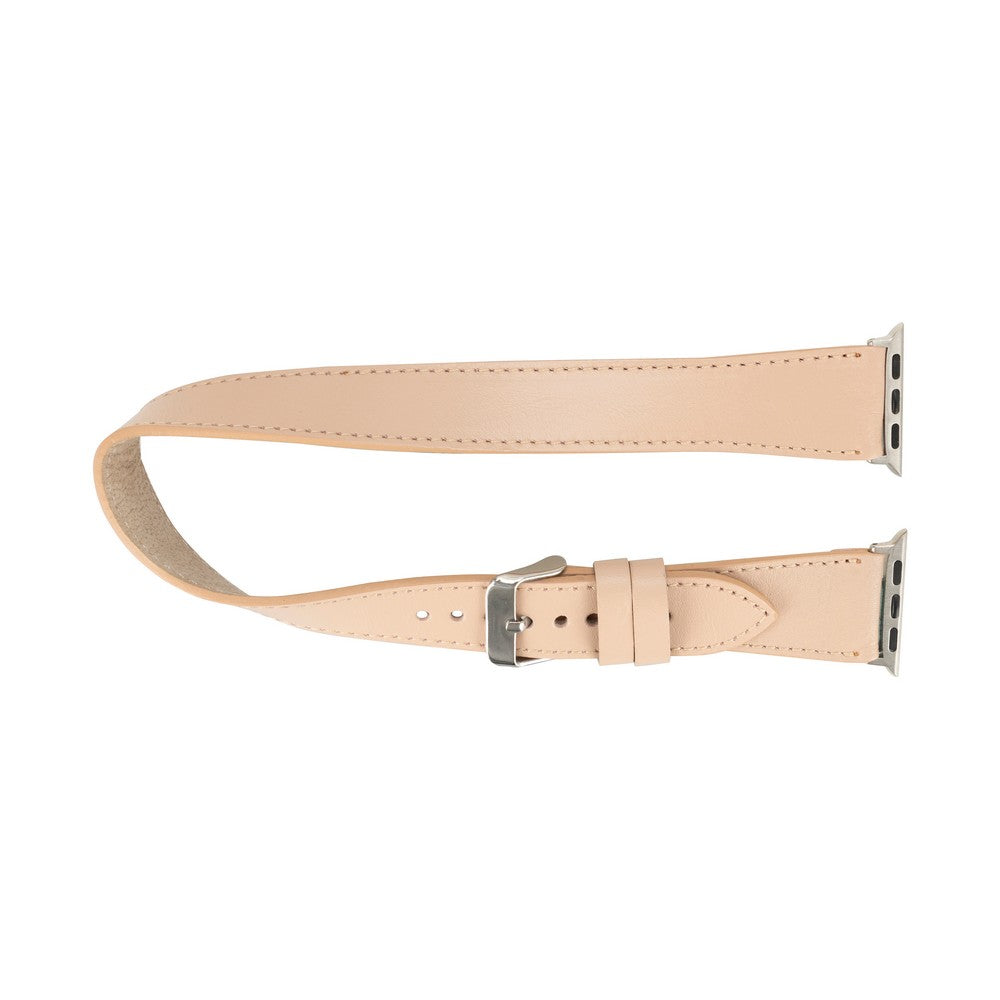 Apple Watch uyumlu, Hakiki Deri, El Yapımı Kordon, Çift Tur, Şeker Pembe