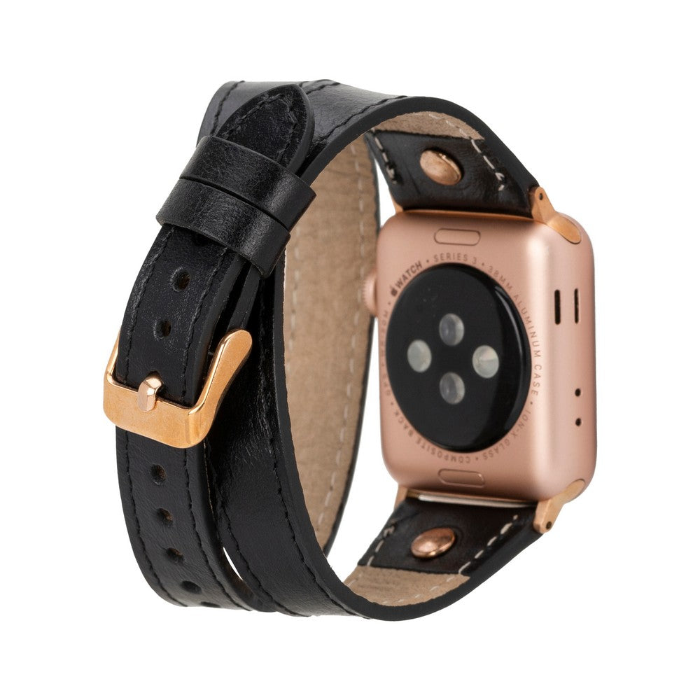 Apple Watch uyumlu, Hakiki Deri, El Yapımı Kordon, DT RG Rustik Siyah