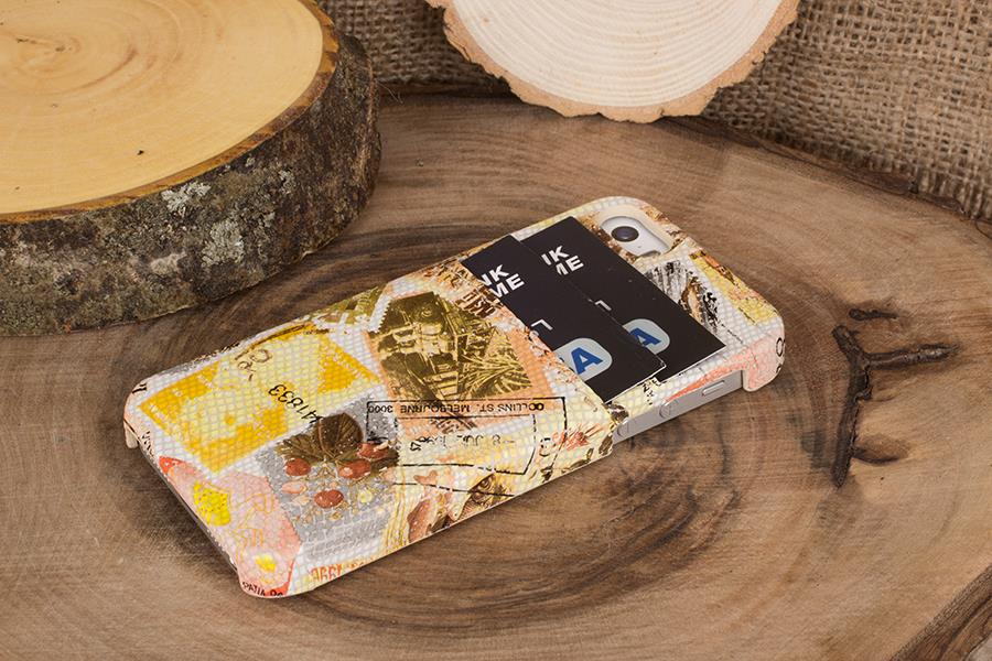 Apple iPhone 5-5s-SE Uyumlu Deri Kartlıklı Arka Kapak UJCC Desen