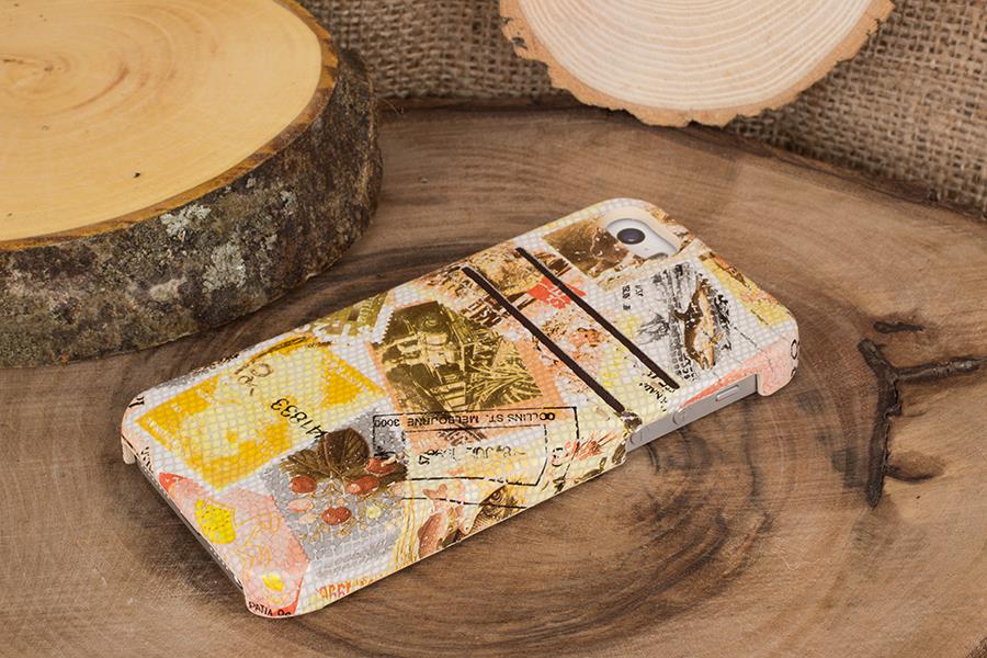 Apple iPhone 5-5s-SE Uyumlu Deri Kartlıklı Arka Kapak UJCC Desen