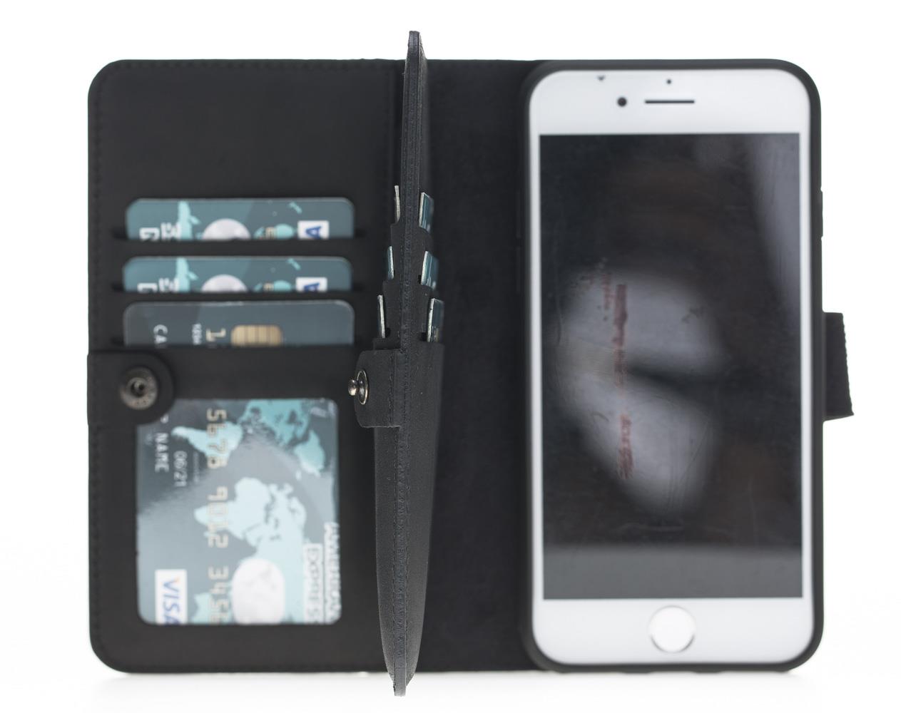 Apple iPhone 7-8-SE Uyumlu Deri Cüzdanlı Kılıf MW0D G1 Siyah