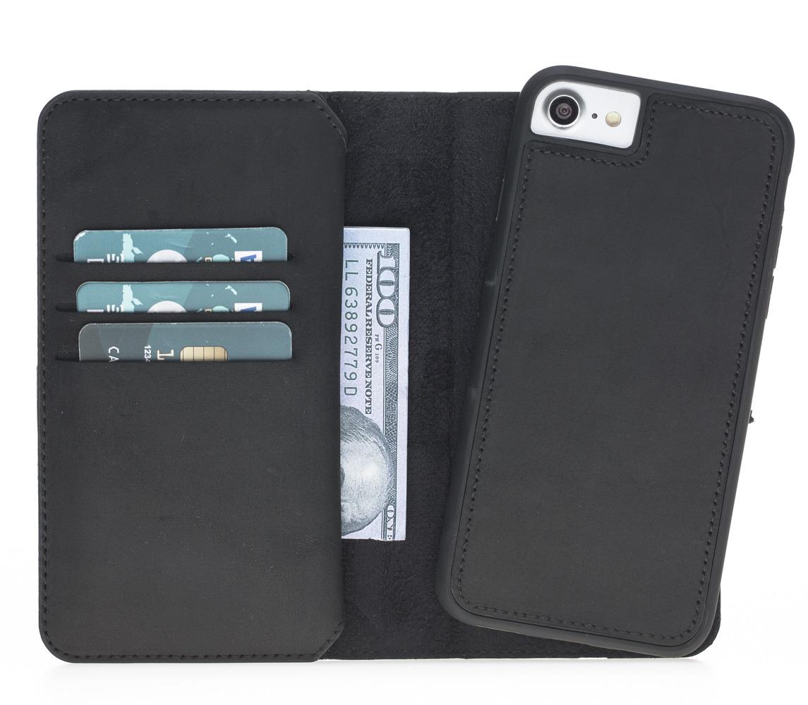 Apple iPhone 7-8-SE Uyumlu Deri Cüzdanlı Kılıf MW0D G1 Siyah
