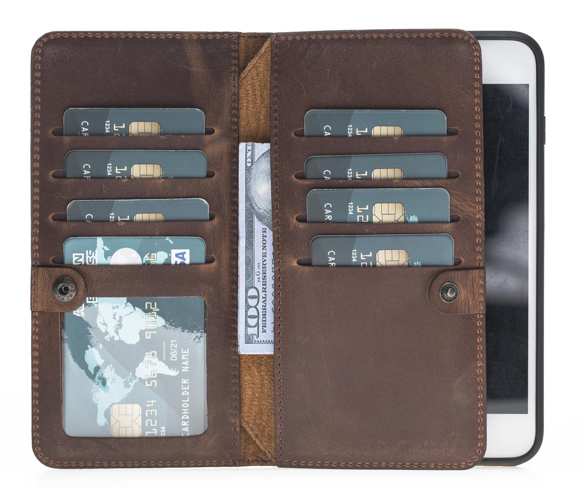 Apple iPhone 7-8 Plus Uyumlu Deri Cüzdanlı Kılıf MW0D G2 Kahve