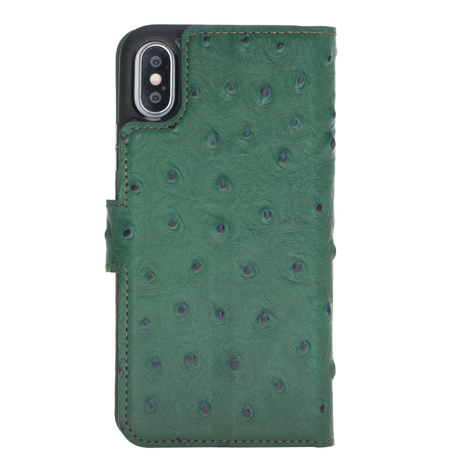 Apple iPhone X-XS Uyumlu Deri Cüzdanlı Kılıf DE6 Yeşil