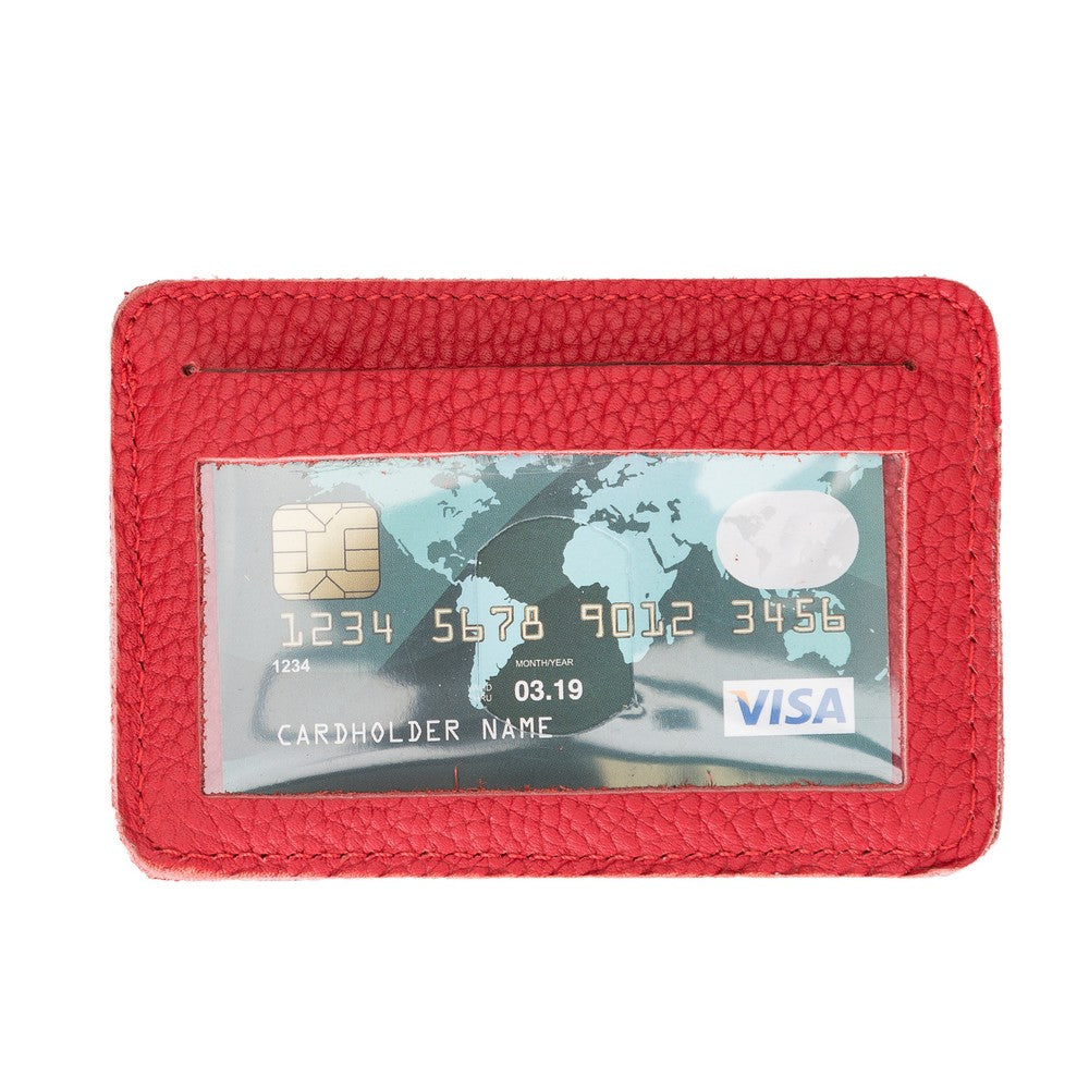 Hakiki Deri, El Yapımı, Kimlik Pencereli, Bozuk Para Cüzdanı, ERC2 Kırmızı