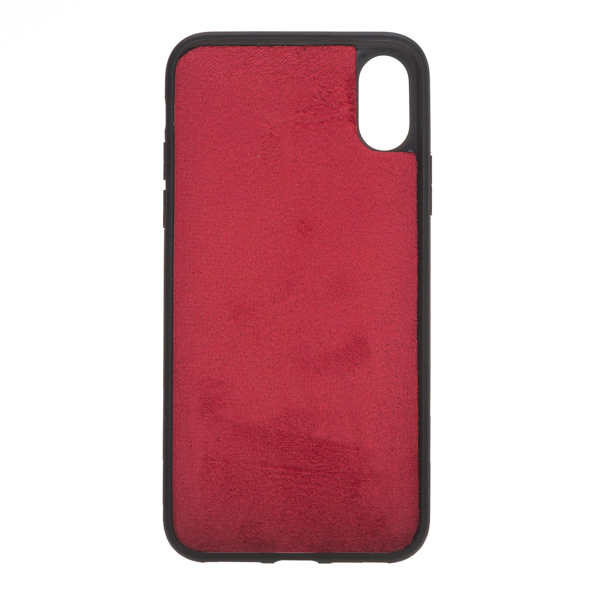 Apple iPhone X-XS Uyumlu Deri Arka Kapak Bordo