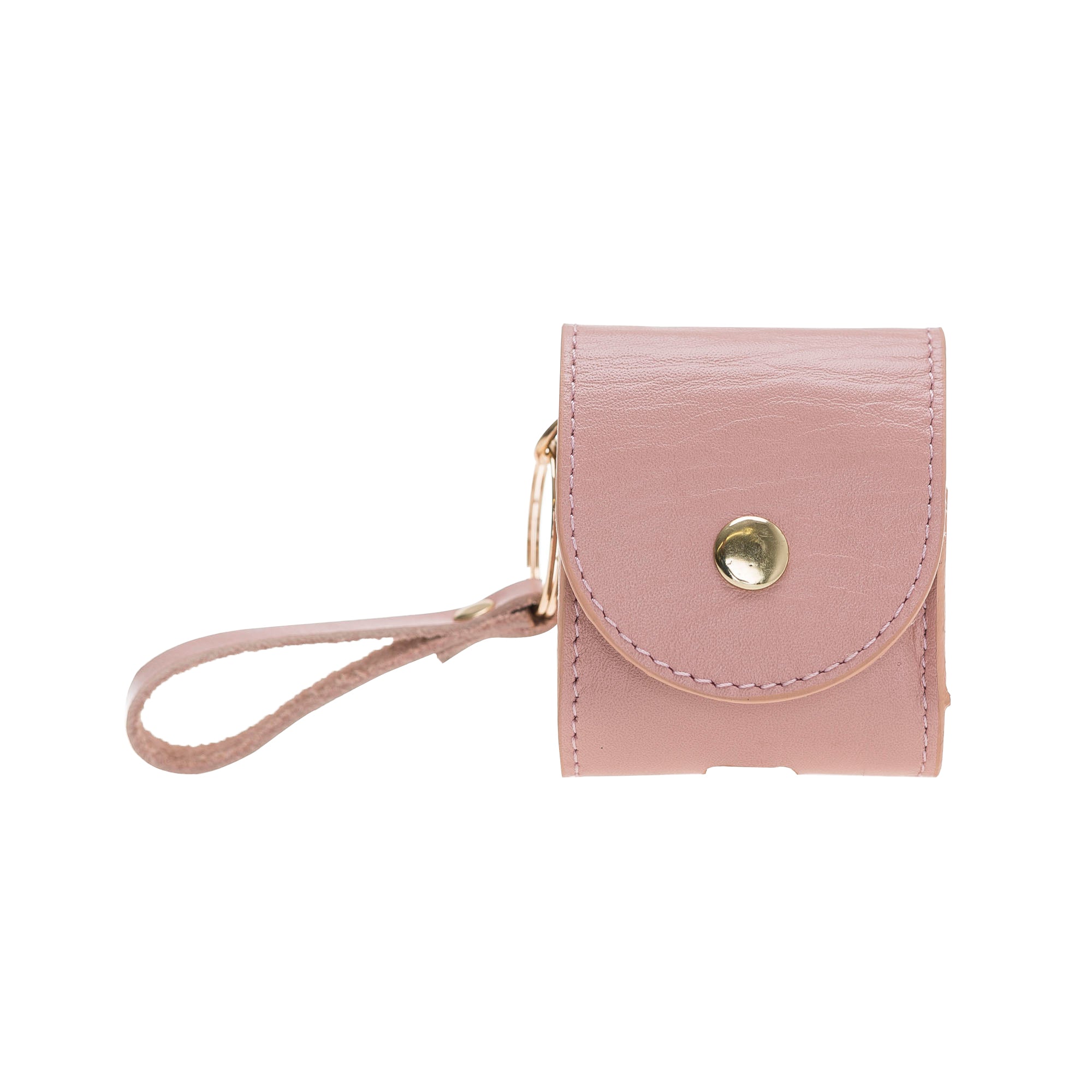 Apple AirPods 2.nesil uyumlu, Hakiki Deri, El Yapımı Kılıf, Mai Snap NU2 Pembe