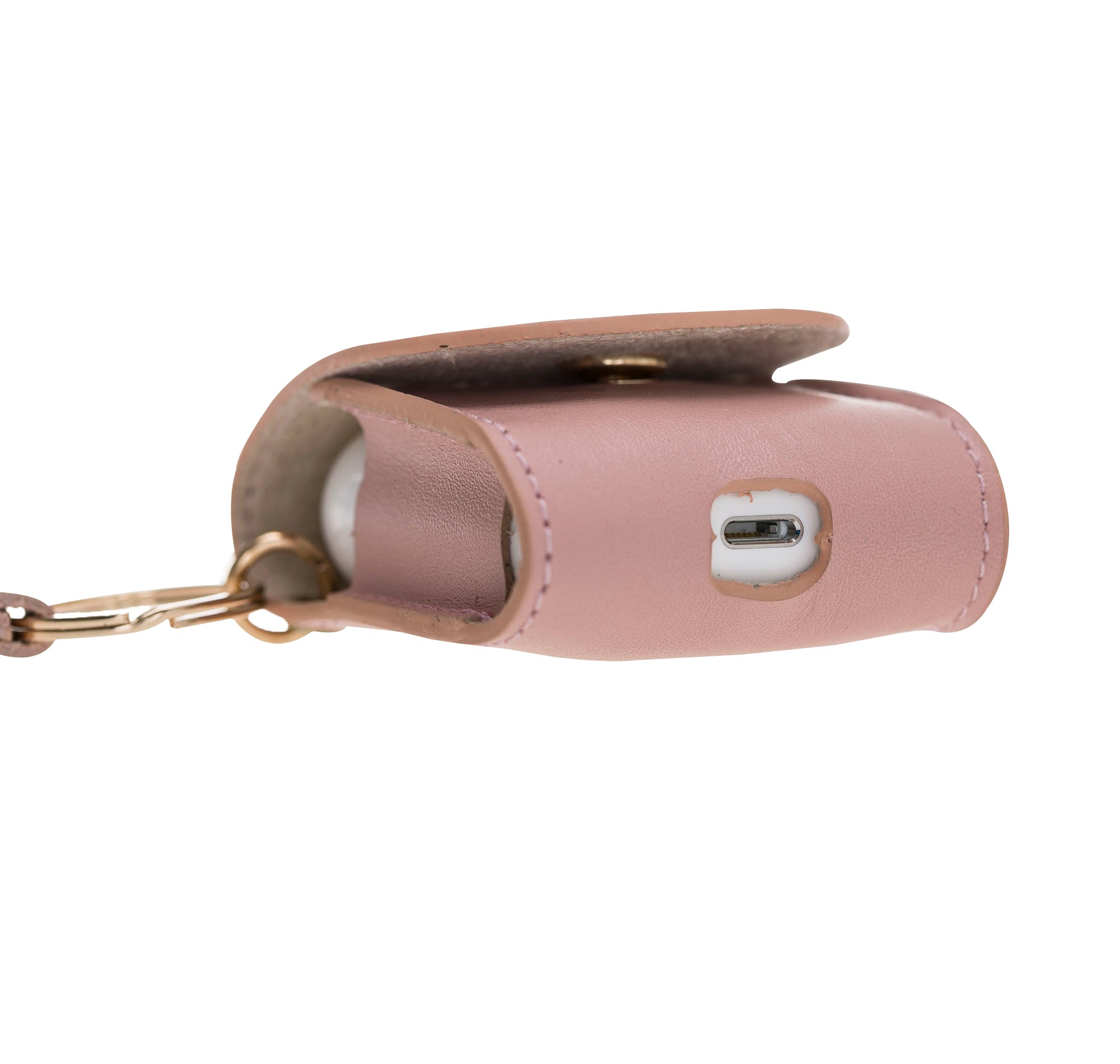 Apple AirPods 2.nesil uyumlu, Hakiki Deri, El Yapımı Kılıf, Mai Snap NU2 Pembe