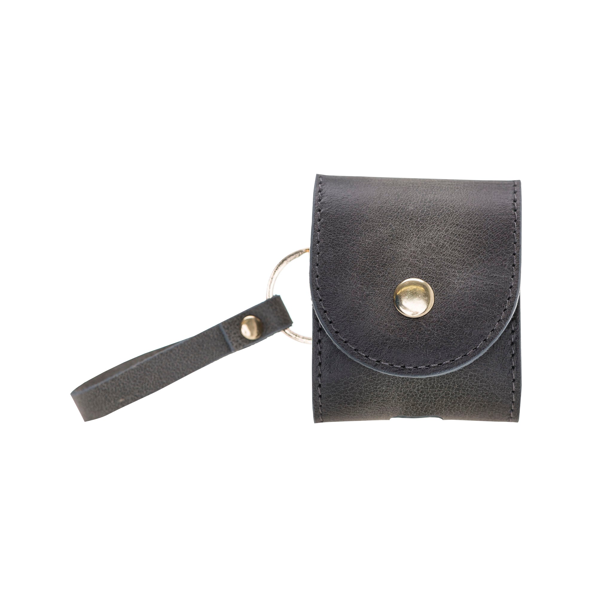 Apple AirPods 2.nesil uyumlu, Hakiki Deri, El Yapımı Kılıf, Mai Snap Gölgeli Gri