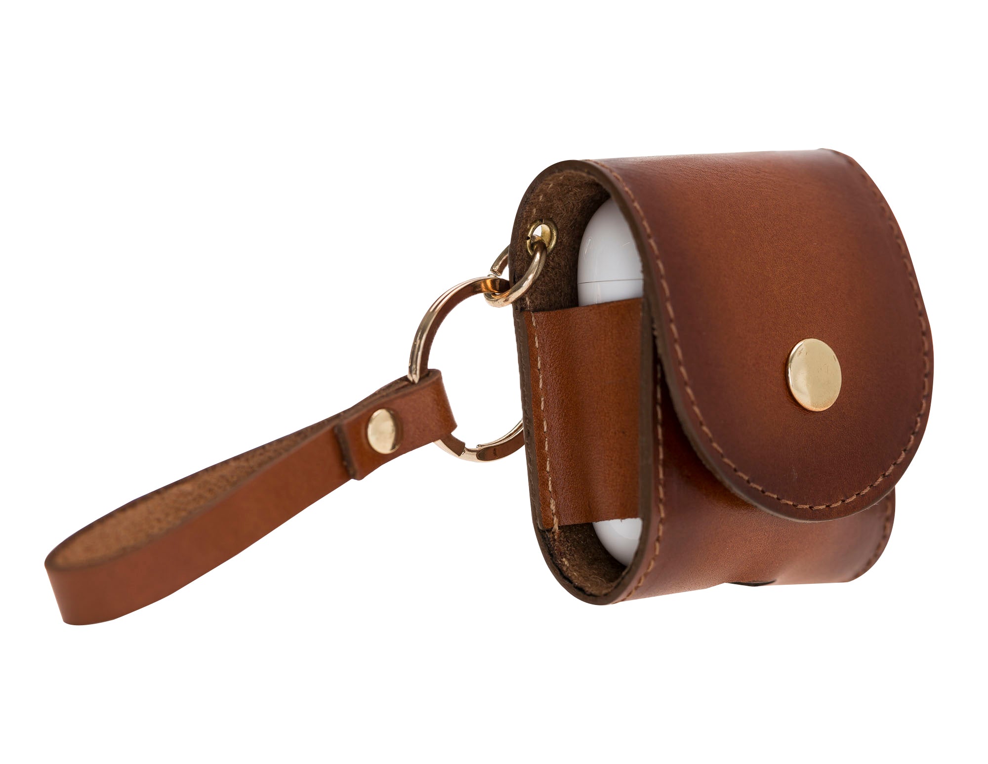 Apple AirPods 2.nesil uyumlu, Hakiki Deri, El Yapımı Kılıf, Mai Snap Gölgeli Taba