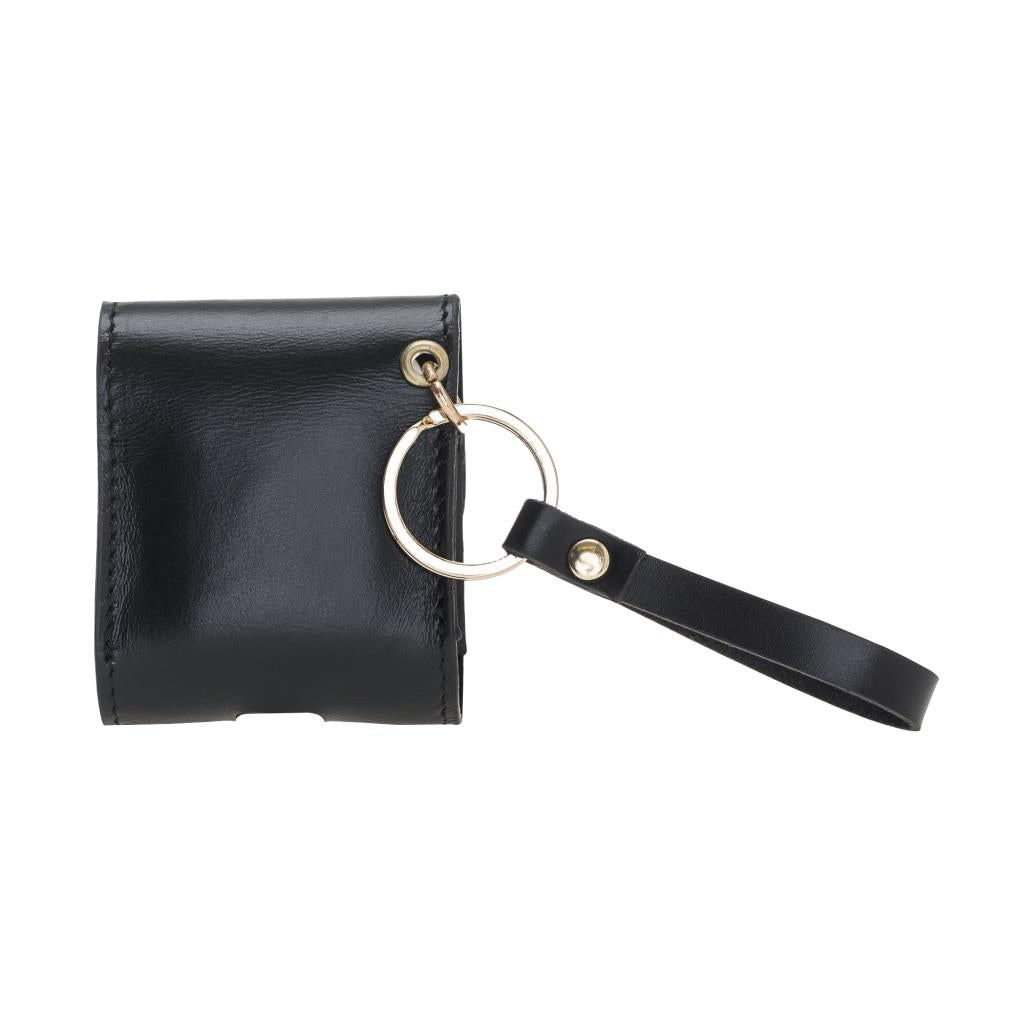 Apple AirPods 2.nesil uyumlu, Hakiki Deri, El Yapımı Kılıf, Mai Snap Rustik Siyah