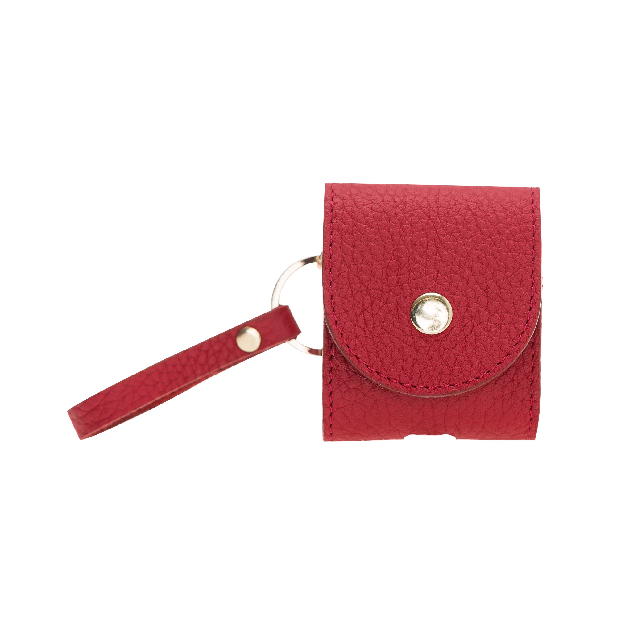 Apple AirPods 2.nesil uyumlu, Hakiki Deri, El Yapımı Kılıf, Mai Snap ERC2 Kırmızı