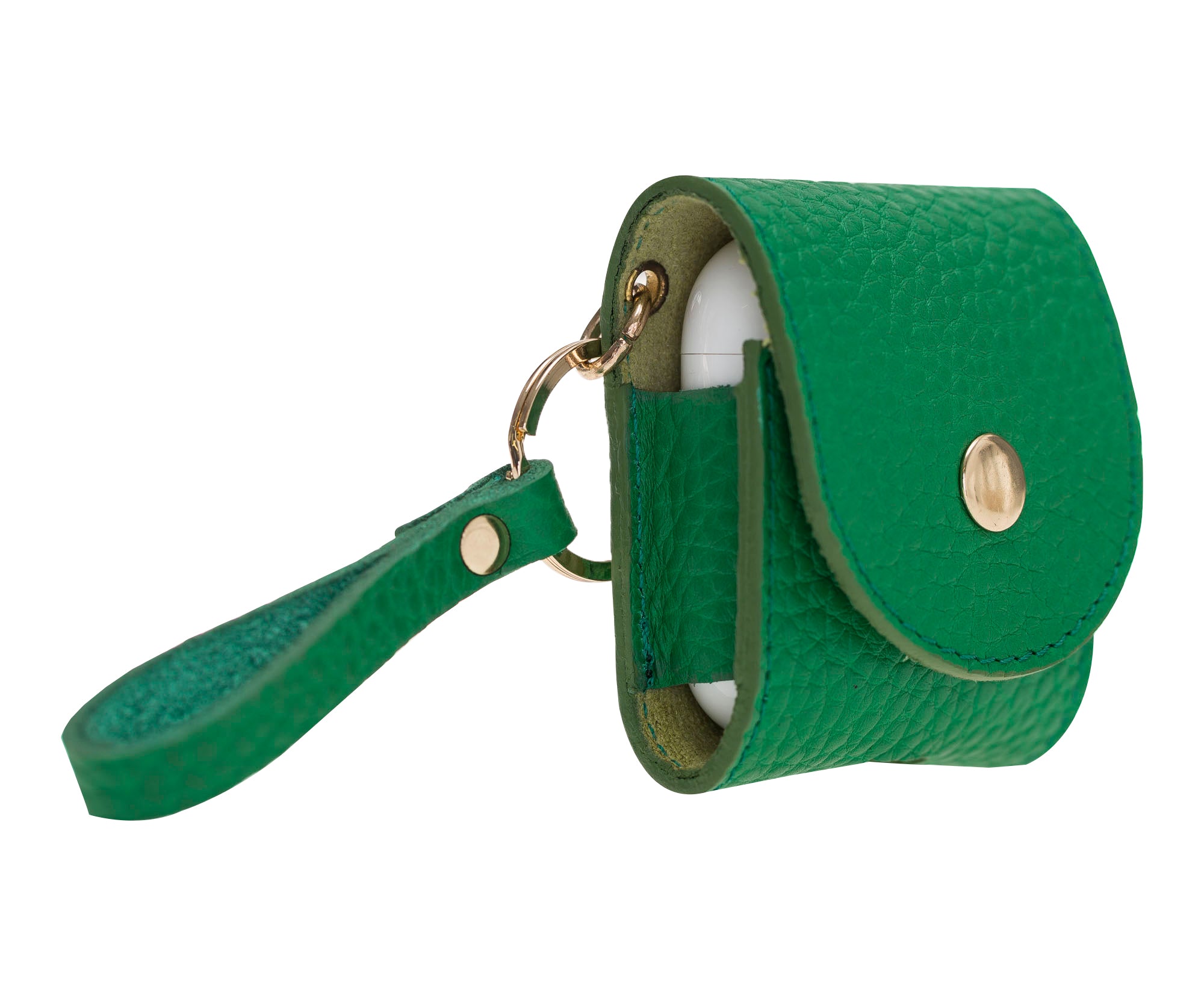 Apple AirPods 2.nesil uyumlu, Hakiki Deri, El Yapımı Kılıf, Mai Snap ERC4 Yeşil