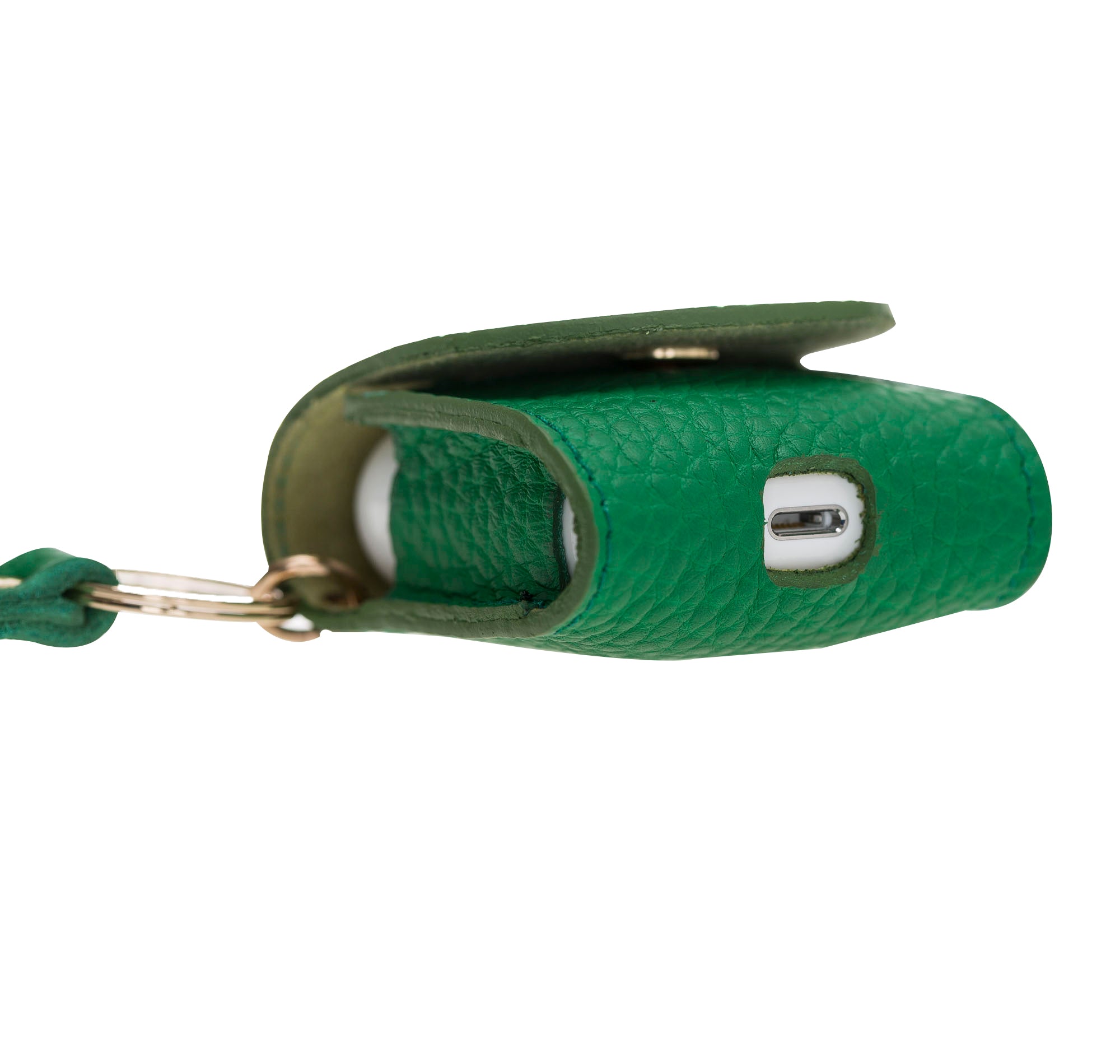 Apple AirPods 2.nesil uyumlu, Hakiki Deri, El Yapımı Kılıf, Mai Snap ERC4 Yeşil