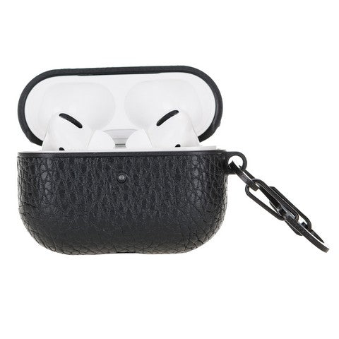 Apple AirPods Pro uyumlu, Hakiki Deri, El Yapımı Kılıf Juni ERC1 Siyah