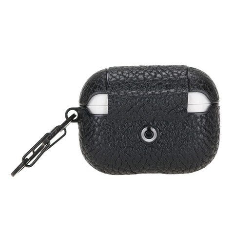 Apple AirPods Pro uyumlu, Hakiki Deri, El Yapımı Kılıf Juni ERC1 Siyah