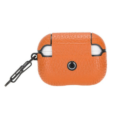 Apple AirPods Pro uyumlu, Hakiki Deri, El Yapımı Kılıf Juni ERC11 Turuncu