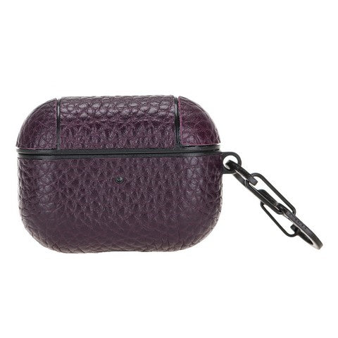 Apple AirPods Pro uyumlu, Hakiki Deri, El Yapımı Kılıf Juni ERC13 Mor